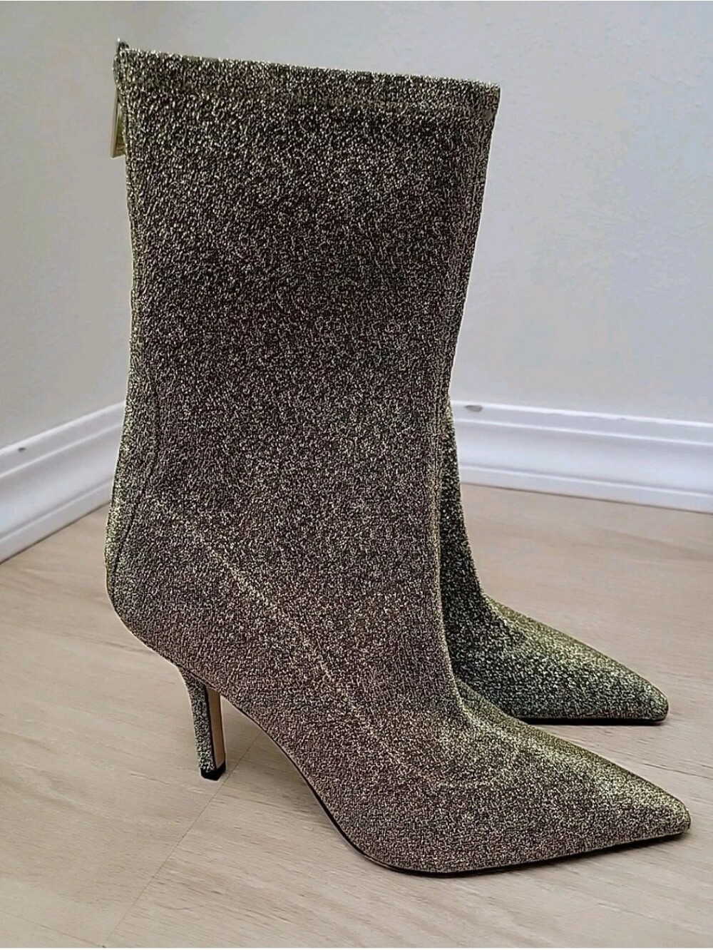 Marc Fisher Women's Breezy Bootie Sock Boots Green Gold Sparkle